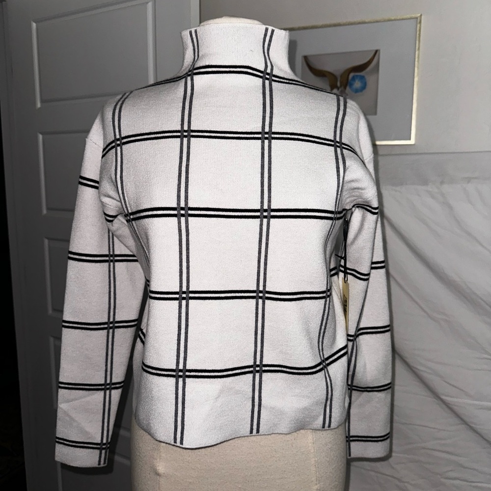 Max studio mock neck geometric sweater